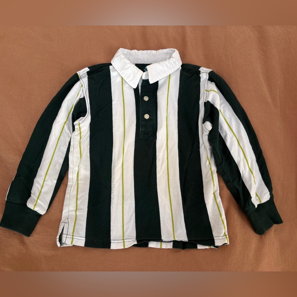 Crewcuts Green & White Long Sleeve Striped Polo